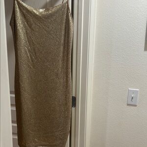 Topshop Gold Sheath Dress Spaghetti Strap Cocktail